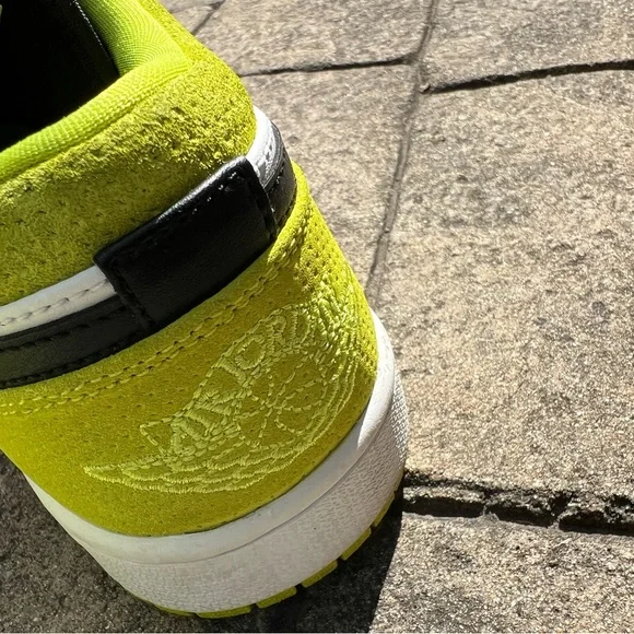 NIKE Dunk Low Black White and Neon Green Sneakers - Picture 6 of 11